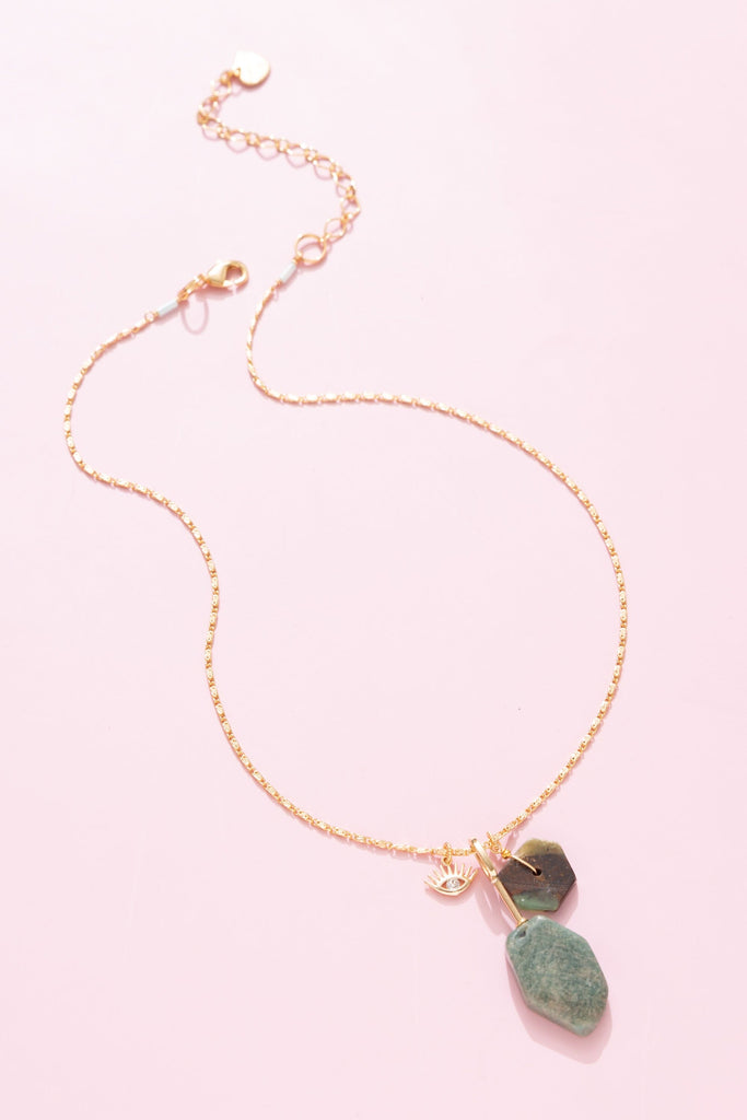 Shades of Teal Minimalist Pendant Necklace - Nakamol