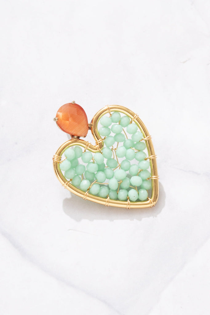 Minty Heart Pearl Earrings - Nakamol