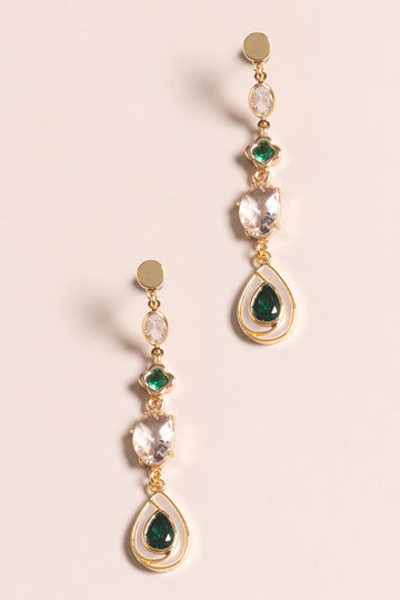 Emerald Crystal Drop Earrings - Nakamol