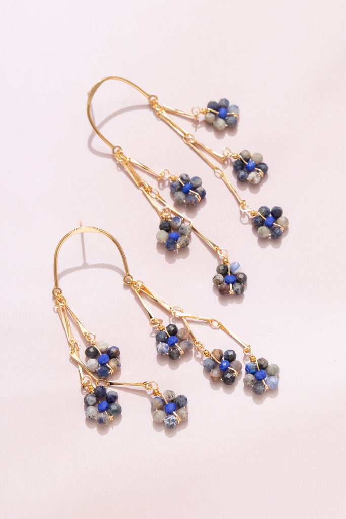 Sodalite Floral Chandelier Earrings - Nakamol