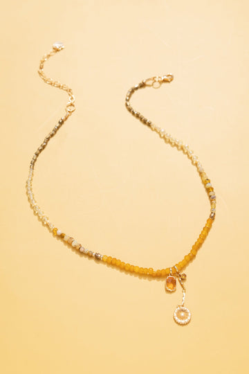 Lemon Yellow Glass Bead Necklace - Nakamol