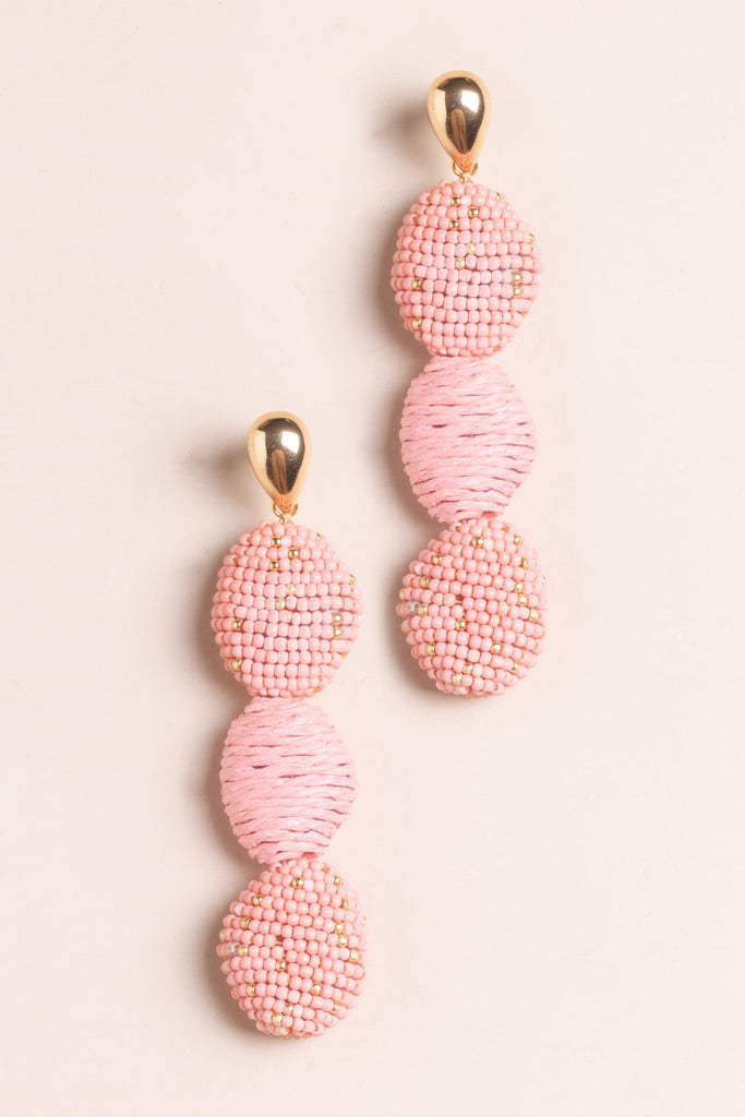 Pink Cocoon Beaded Drop Earrings - Nakamol