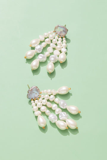 Mini Chandelier Pearl Earrings - Nakamol
