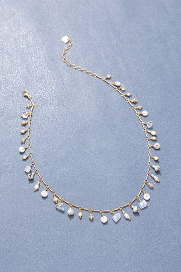 White Stone Charm Necklace - Nakamol
