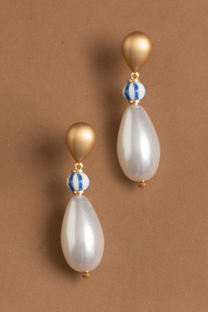 Chunky White Pearl Drop Earrings - Nakamol