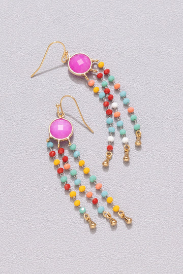 Fuchsia Sparkle Chandelier Earrings - Nakamol