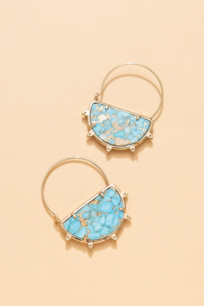 Geometric Aqua Dangler Earrings - Nakamol