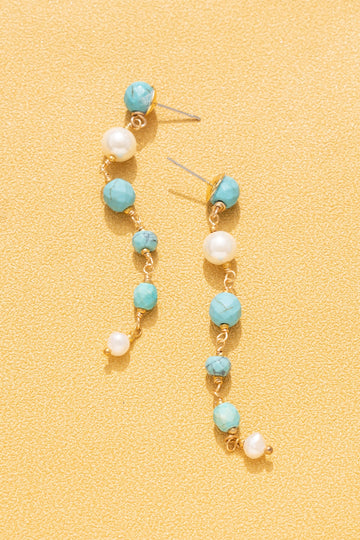 Turquoise Pearl Drop Earrings - Nakamol