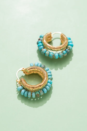 Turquoise Huggie Earrings - Nakamol