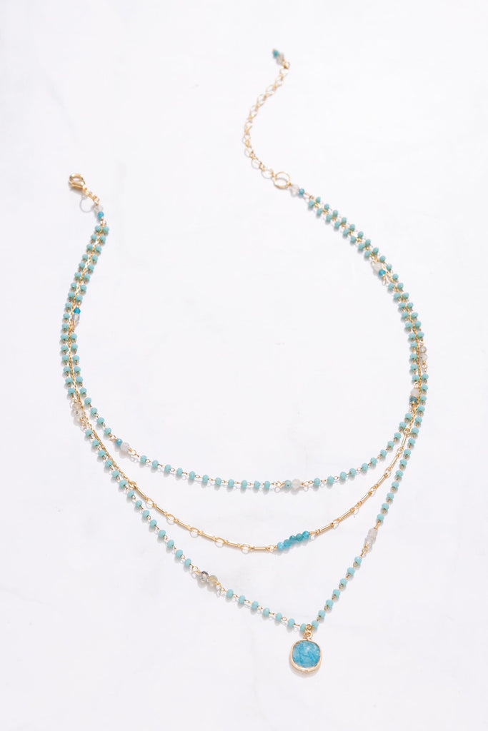 Turquoise Bead Triple Treat Necklace - Nakamol