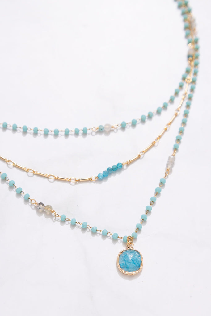 Turquoise Bead Triple Treat Necklace - Nakamol