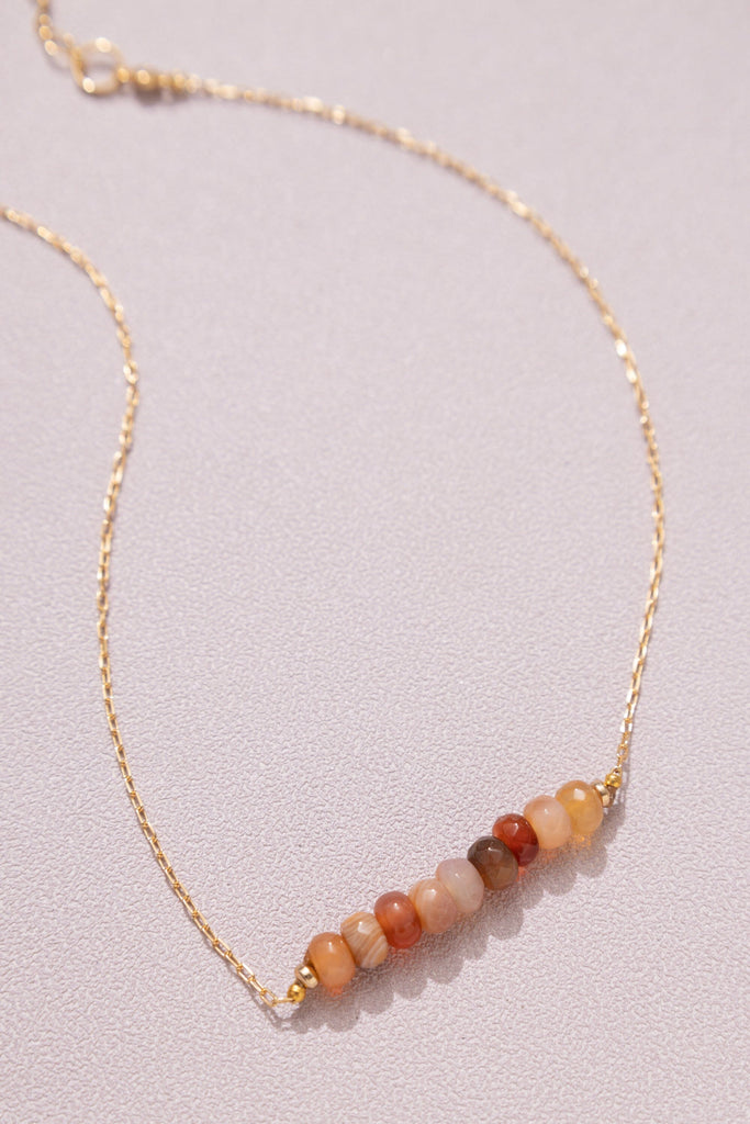 Orange Mix Bead Strip Necklace - Nakamol