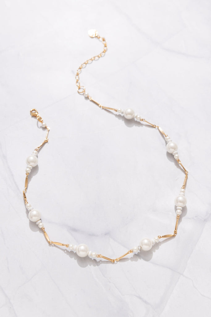 White Pearl Waves Necklace - Nakamol