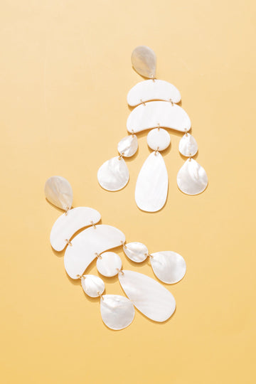Alabaster White Flat Chandelier Earrings - Nakamol