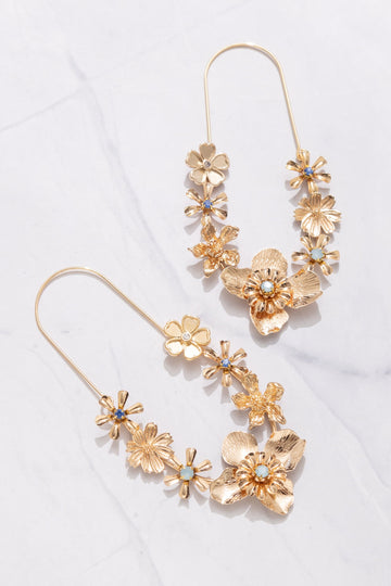 Gold Floral Statement Earrings - Nakamol