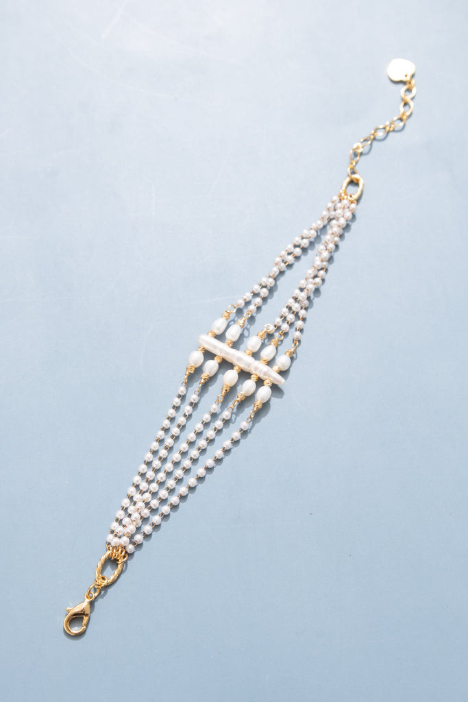 Diamond White Pearl Bracelet - Nakamol