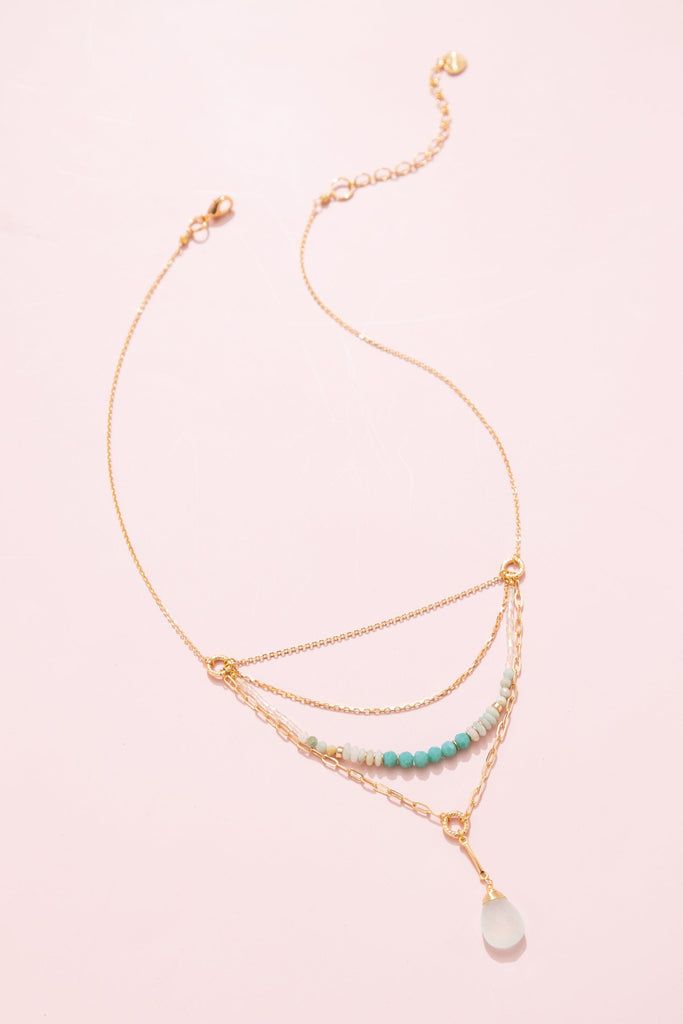 Amazonite Triple Layer Pendant Necklace - Nakamol