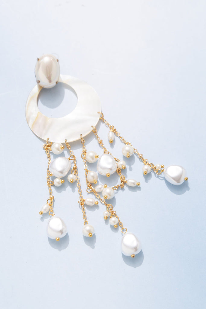 Sphere Shell Pearl Waterfall Earrings - Nakamol
