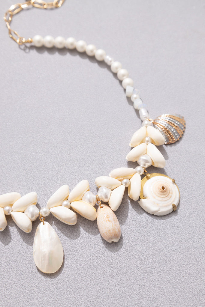Mixed Shell Pearl  Charm Necklace - Nakamol