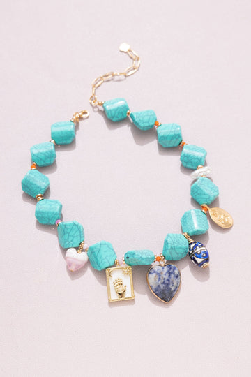 Aqua Gemstone Charm Bracelet - Nakamol