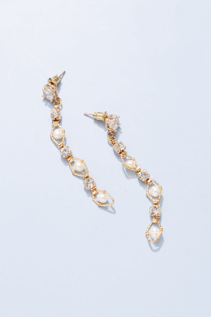 White Pearl Drop Earrings - Nakamol