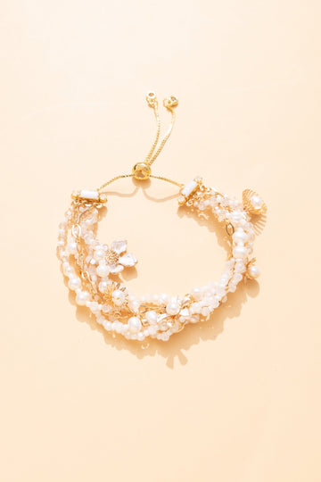 White Pearl Layer Twist Bracelet - Nakamol