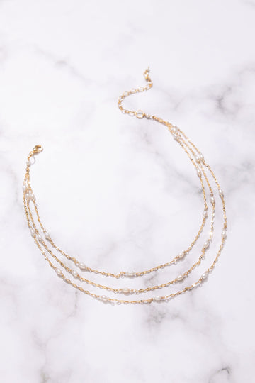 Gold Chain Triple Layer Necklace - Nakamol