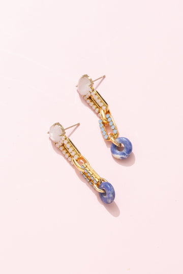 Geometric Sodalite Rhinestone Drop Earrings - Nakamol