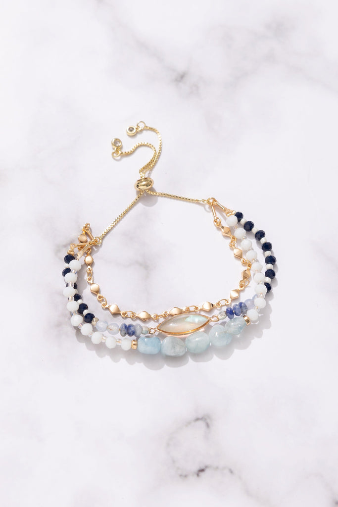Blue Hue Layer Pull Ball Bracelet - Nakamol