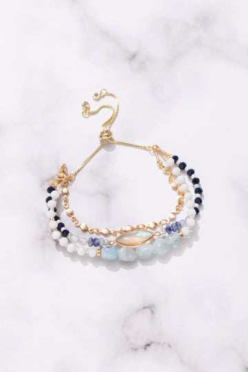 Blue Hue Layer Pull Ball Bracelet - Nakamol