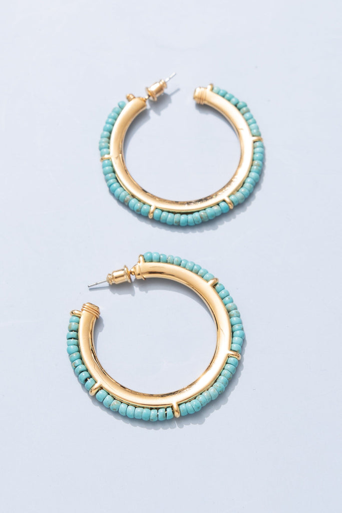 Aqua Woven Hoop Earrings - Nakamol