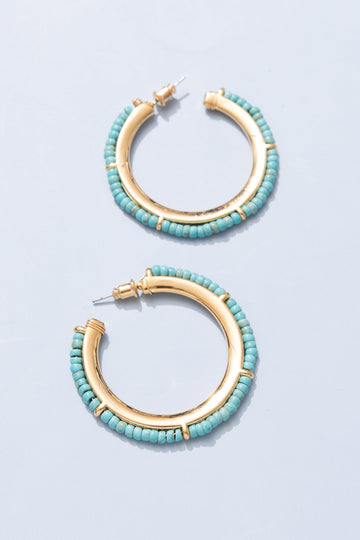 Aqua Woven Hoop Earrings - Nakamol