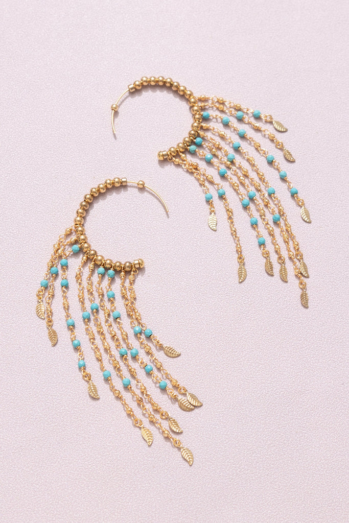 Aqua Gold Chain Half Hoop Earrings - Nakamol