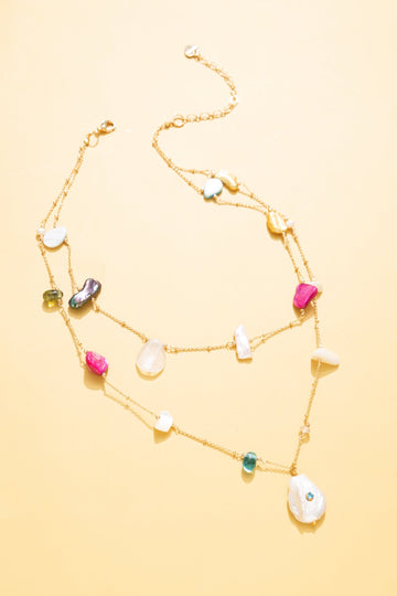 Double Layer Gemstone Necklace - Nakamol