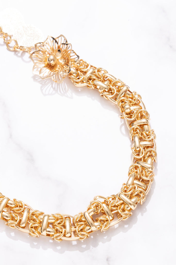 Gold Floral Charm Choker - Nakamol