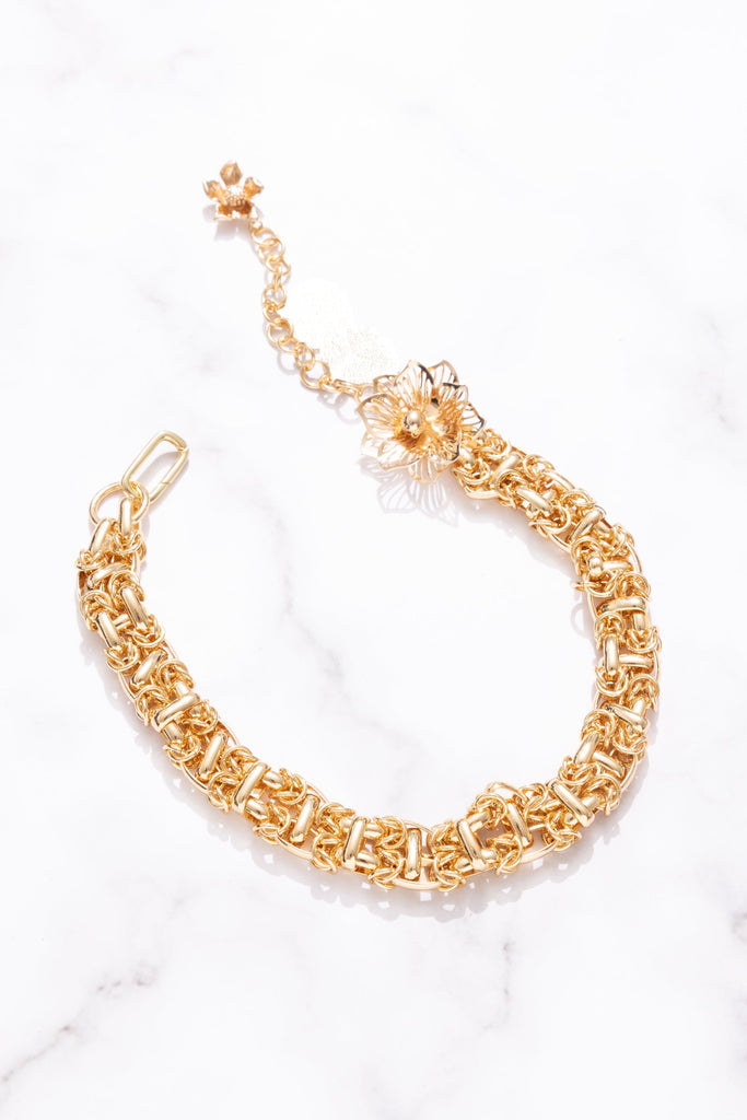 Gold Floral Charm Choker - Nakamol