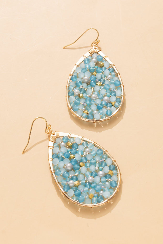 Blue and Silver Pearl MIni Teardrop Earrings - Nakamol