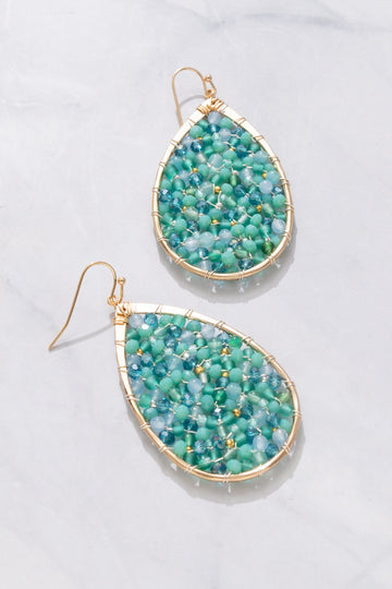 Teal Beaded Mini Teardrop Earrings - Nakamol