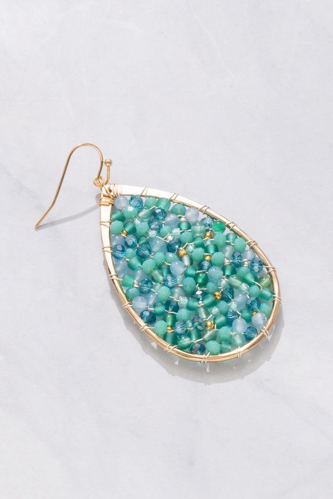 Teal Beaded Mini Teardrop Earrings - Nakamol