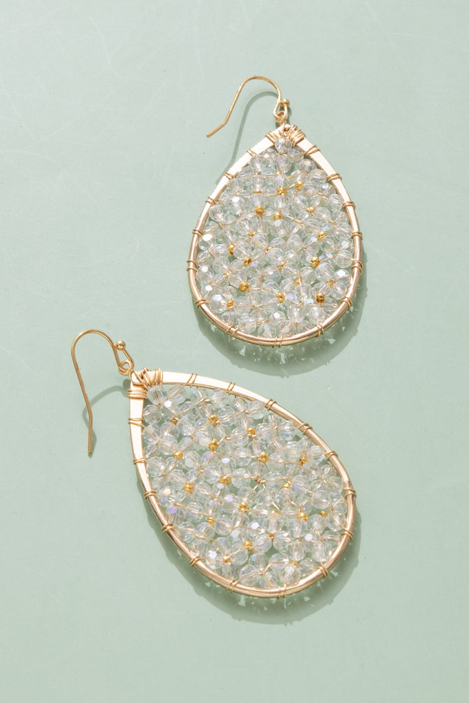 Clear Mini Beaded Teardrop Earrings - Nakamol