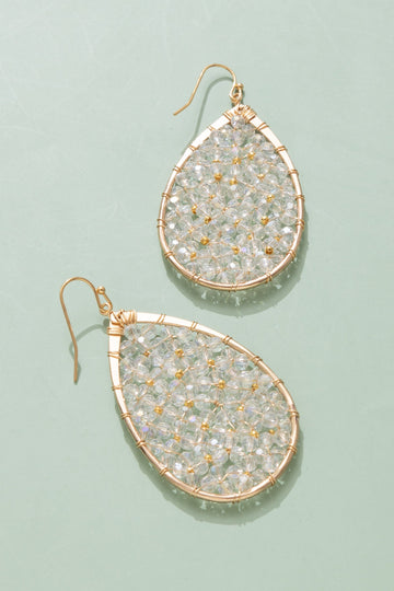Clear Mini Beaded Teardrop Earrings - Nakamol