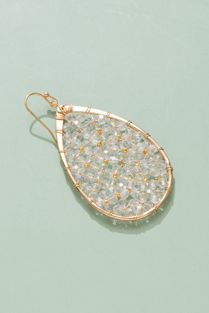 Clear Mini Beaded Teardrop Earrings - Nakamol
