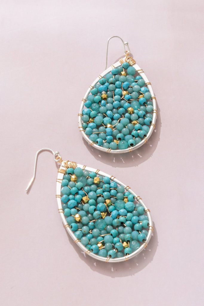 Turquoise Mini Beaded Teardrop Earrings - Nakamol