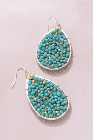 Turquoise Mini Beaded Teardrop Earrings - Nakamol