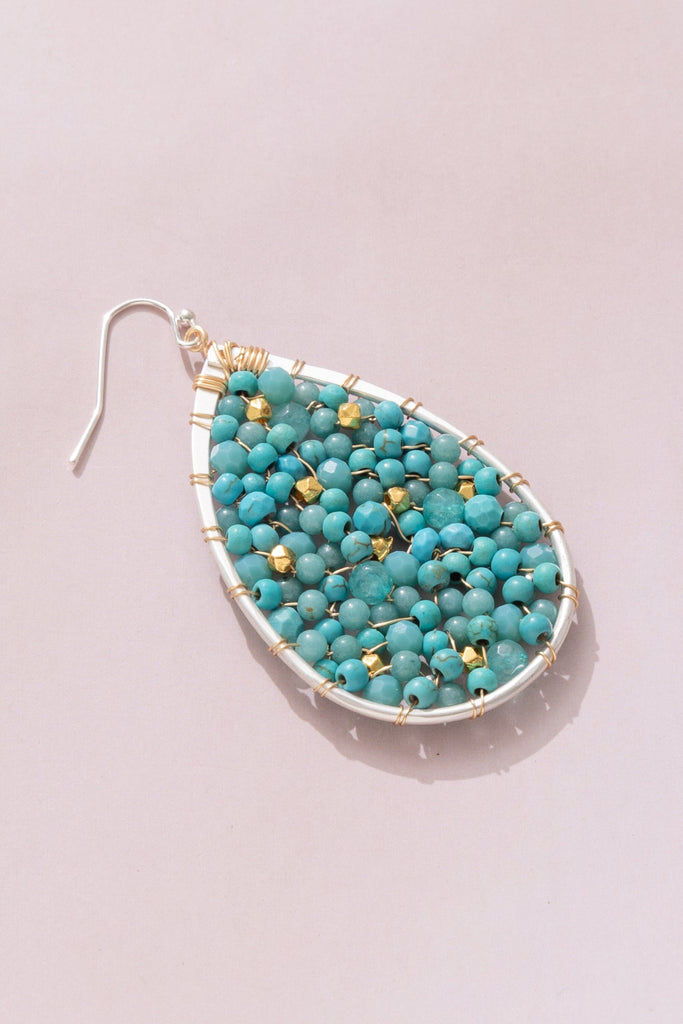 Turquoise Mini Beaded Teardrop Earrings - Nakamol