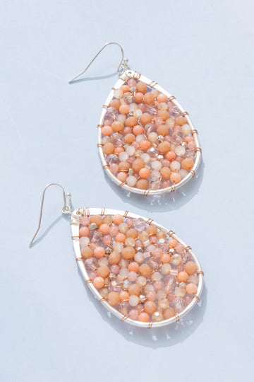 Peach Beaded Mini Teardrop Earrings - Nakamol