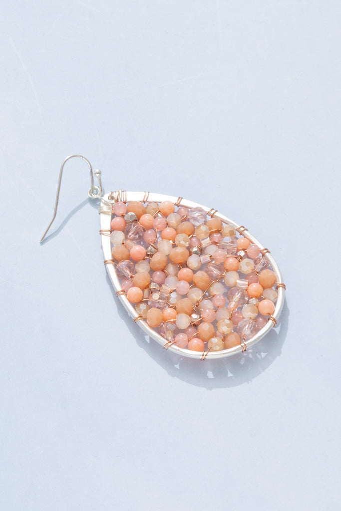 Peach Beaded Mini Teardrop Earrings - Nakamol