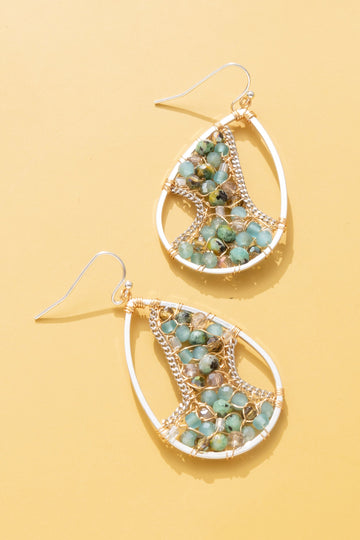 Curves Amazonite Stone Teardrop Earrings - Nakamol