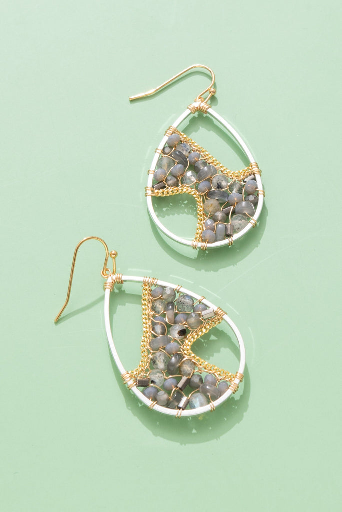 Curves Labradorite Stone Teardrop Earrings - Nakamol