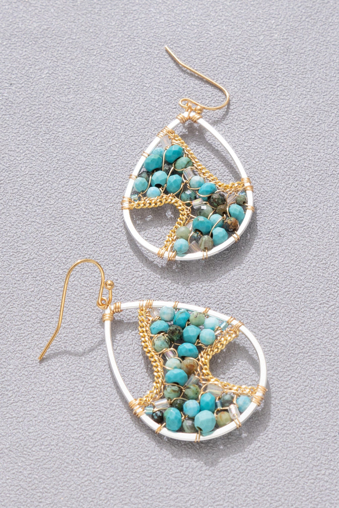 Curves Turquoise Stone Teardrop Earrings - Nakamol